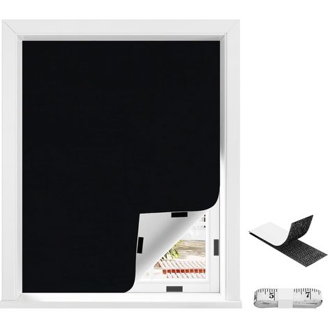 WOTU Cortinas Opacas para Interiores, Cortinas de Dormitorio sin Taladrar, 145x300cm, Negro (1/5)