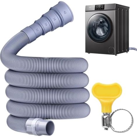 Tuyau d'évacuation pliable pour caravane avec adaptateur réglable, tuyau de vidange pour machine à laver pour camping-car, camping-car, remorque et remorque, design peu encombrant, anti-fuite (1,5 m) (1/4)