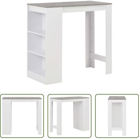 Weiß - Bartisch mit Regal Weiß 110x50x103 cm (1/5)