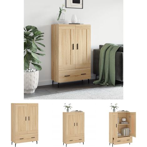Stauraum - vidaXL Highboard Sonoma-Eiche 69,5x31x115 cm Holzwerkstoff - Wandhalterung (1/5)