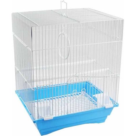 TrAdE Shop Traesio - Gabbia Per Uccelli Gabbietta Canarini Colori Assortiti 42x27x32 Cm Quadrata -