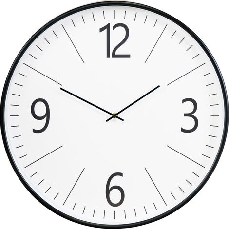 Orologio da parete Biel rotondo in vetro e plastica bianco e nero ø51 cm