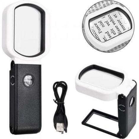 Loupe de lecture 25X/10X : Loupe portable avec 9 LED et support intégré pour la lecture de bijoux, de médailles et de textiles. (1/5)