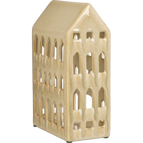 House of Seasons Haus Keramik 22,5 x 14 x 8,5 cm creme Lichthaus