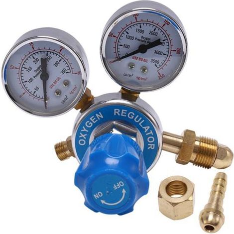 Régulateur de Pression d'Oxygène Double Jauge pour Bouteille Gaz Inhalateur (1/4)