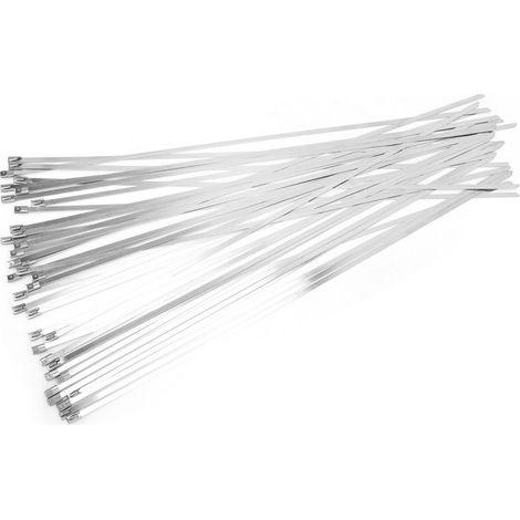 Attache de câble inox 4,6x450mm, 100 pièces, collier de serrage métallique auto-bloquant, sangle de fixation résistante (1/3)