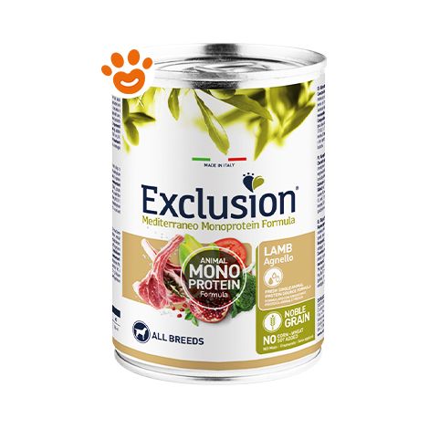 Exclusion Dog Noble Grain All Breed Adult Agnello  - Exclusion Dog Noble Grain All Breed Adult Agnello - Lattina Da 400 Gr