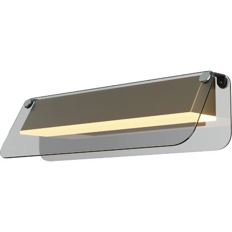 Maytoni Flat Lampada da parete moderna a LED integrata da 30 cm, nera e ottone, 3000K, 730 lm, paralume grigio (1/5)