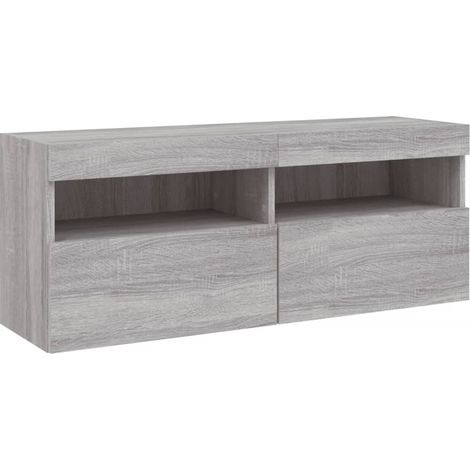 Mobile TV multimediale scaffale TV credenza TV sala da pranzo soggiorno camera da letto montaggio a parete con luci LED sonoma 100 x 30 x 40 cm grigio 020028032