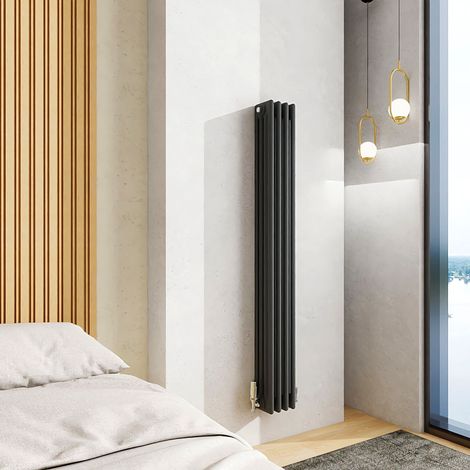 AICA 1500x200mm Anthracite Vertical Traditional Radiator Cast Iron 4 Column Heating UK (1/5)