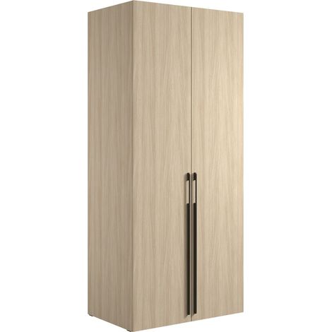 Armario SORIA 90 cm roble y negro - 2 puertas batientes (1/5)
