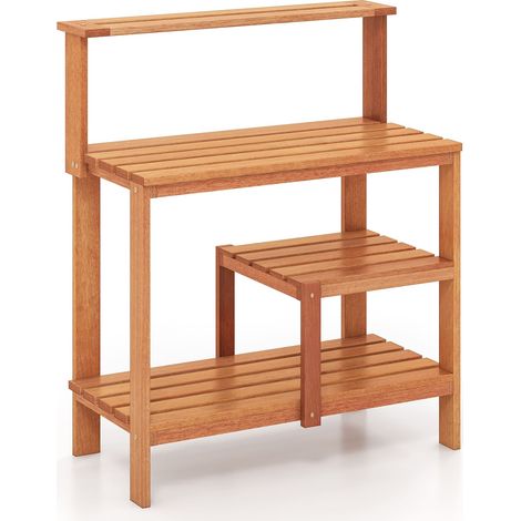 COSTWAY Garden Potting Bench Table Planting Workstation w/Storage-Natural