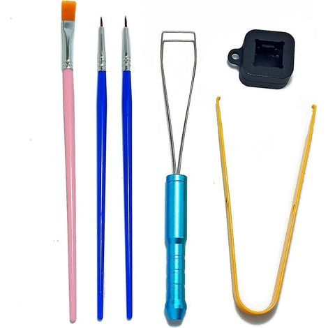 6-teiliges Set bestehend aus Pinzette für mechanische Tastaturen, Schmierwerkzeug, Bürste, Stiftabzieher und Schalterabzieher (1/4)