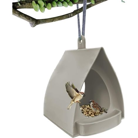 Vogelhaus – Offene Futterstelle – Vogelfütterung – Regendichtes Dach – 12 x 15 x 15 cm – Grau (1/5)