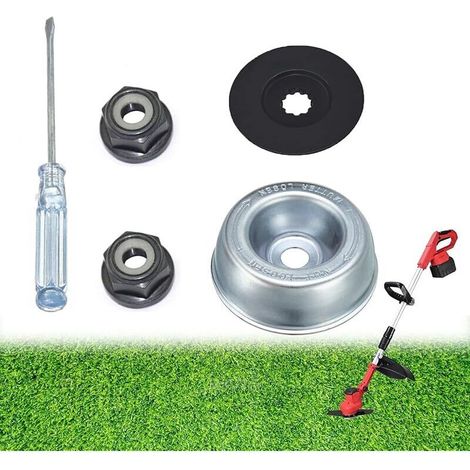 adaptateurs de lame pour tondeuse de jardin Stihl FS56 FS56R FS65 FS74 FS76 FS80 et modèles Disque de poussée Plaque Rider Écrou de col x2 Tournevis d'entretien(lot de 5) (1/5)