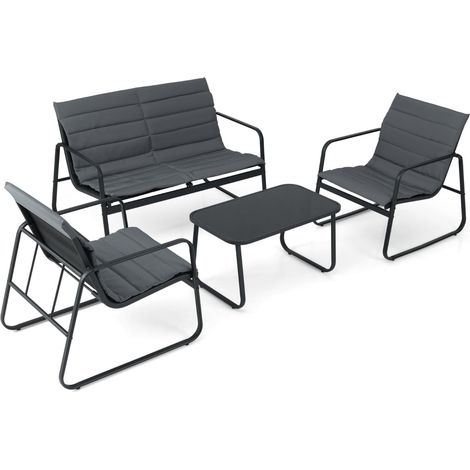 Set di mobili da giardino per esterni con cuscini - 4 pezzi (1/5)