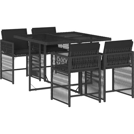 Maison Exclusive - 5-tlg. Garten-Essgruppe mit Kissen Schwarz Pol