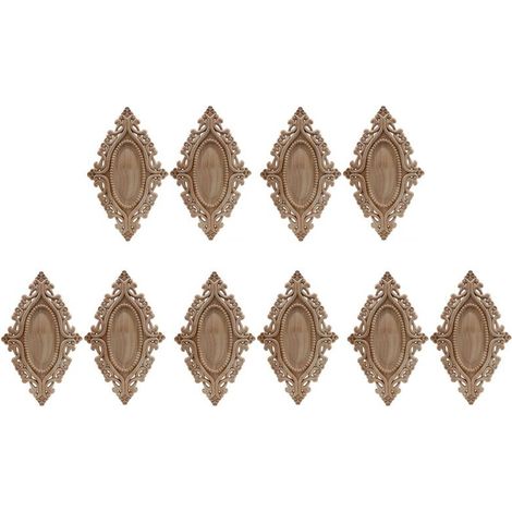 10X Non Peint Européen Clair Sculpté en Bois Applique Onlay Cadre Photo Disques Décor en Bois pour Porte de Mariage Maison 25X15 cm (1/4)