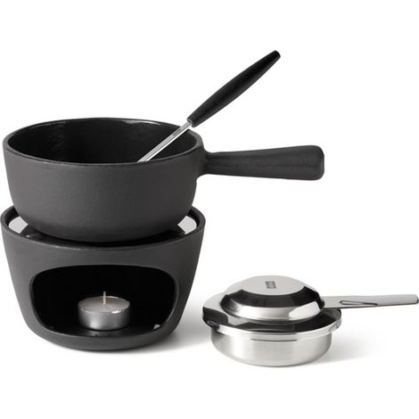 Stöckli 8569.80 Choco-Cheese Set per fonduta per cioccolato e formaggio in ghisa diametro 14 cm colore Nero (1/4)