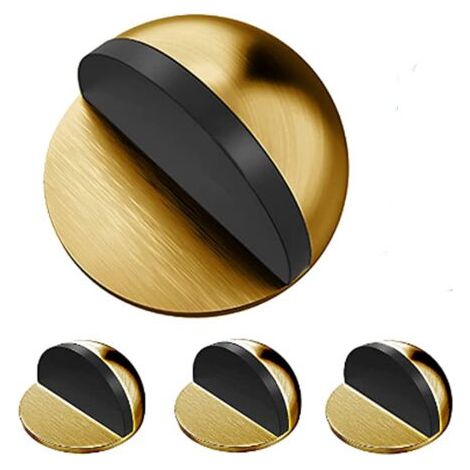 Lot de 4 butées de porte et déflecteurs en acier inoxydable Butées de porte adhésives pour sol et parquet, butées de porte et protection murale en laiton (doré) (1/5)
