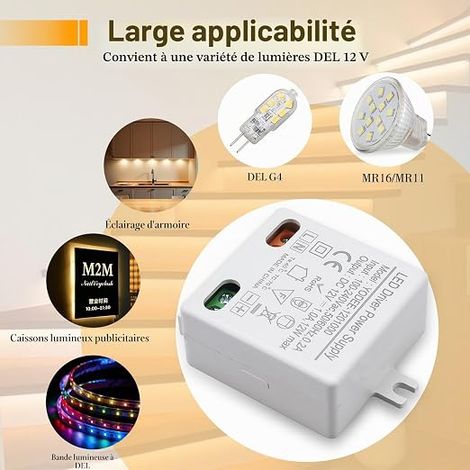 Transformateur LED Mini 12V 12W / DC, IP67, 230V vers 12V, luminaires LED 0-10W G4, MR16, MR11, Aucune Charge Minimale Requise (1/3)