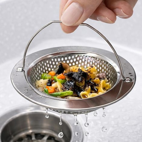 Kitchen Sink Strainer: Stainless Steel Sink Stopper with Handle, Universal Model 8-10.5 cm, Sink Filter (1/4)