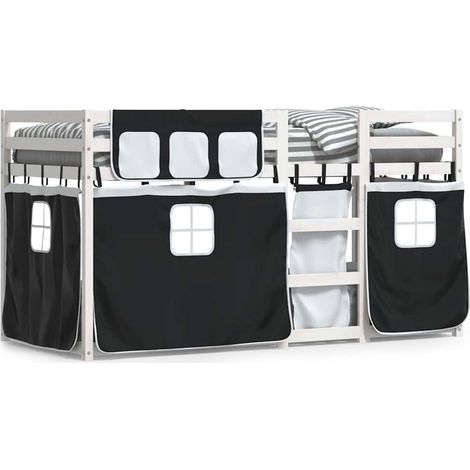 Maison Exclusive - Etagenbett mit Vorhängen Weiß & Schwarz 90x190