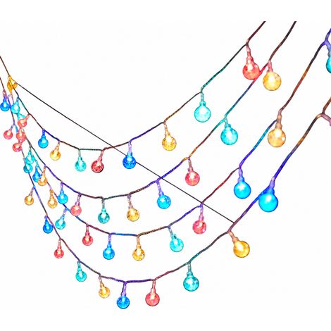 Guirlande Lumineuse LED Solaire à Boules Multicolores IP67, 100 LED pour Jardin, Balcon et Extérieur (1/5)
