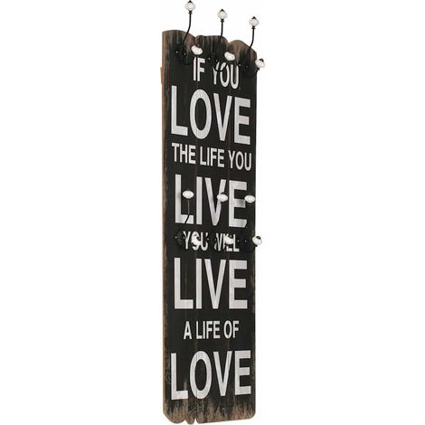 Appendiabiti da Parete con 6 Ganci LOVE LIVE 120x40 cm vidaXL