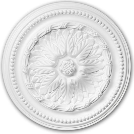 Rosetón 156007 Profhome Elemento para techo Elemento decorativo estilo Neoimperio blanco Ø 40 cm