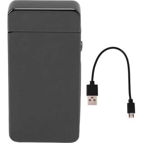Briquet électrique à double arc rechargeable, sans vent, sans flamme, 220mAh, alliage d'aluminium, USB, noir (1/5)