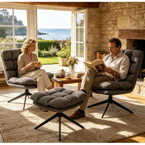 chaise de salle à manger pivotante grise tissu bouclette rembourrée sans accoudoirs pieds métalliques chaise moderne pour maison café bureau (1/5)