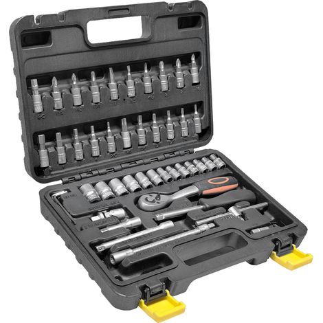 ESTUCHE DE HERRAMIENTAS 1/4" Carracas, llaves, vasos, puntas, adaptadores 46 PIEZAS