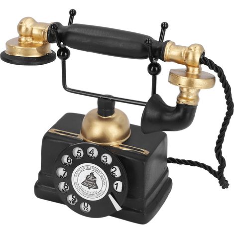 Téléphone décoratif rétro, téléphone à cadran rotatif vintage, modèle antique à fil fixe, idéal pour la maison, un café, un bar ou un restaurant. (1/5)