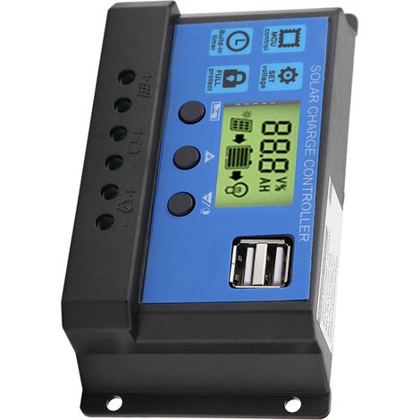 Intelligenter PWM-Regler und Ladegerät mit zwei USB-Anschlüssen für Solarmodule, 12 V/24 V, 10 A (1/5)