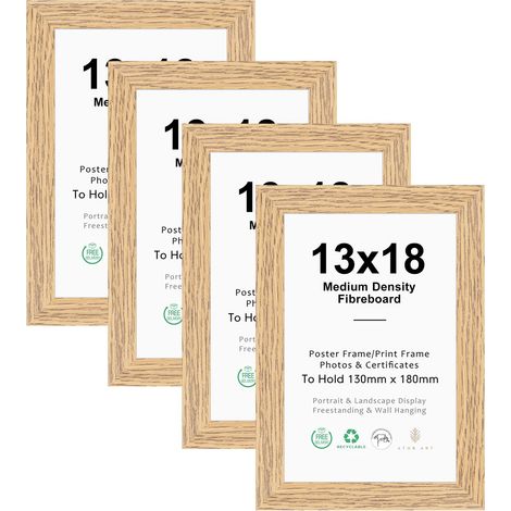 Cadre photo bois MDF naturel, Grain de bois clair, 13x18cm-4P (1/5)