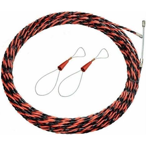 Aiguille Electricien 50M Tire Fil Electriques 6mm Diamètre Kit Tire Fils Electrique, rétractable d'installation rallonge en Acier spiralé Flexible pour Tire Cable et Aiguille Tire Fil (1/4)