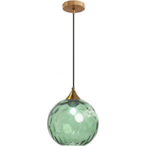 20cm Vert Globe en verre Suspension Base en bronze doré avec boule de verre Lampe de plafond suspendue pour îlot de cuisine (Vert) (1/5)