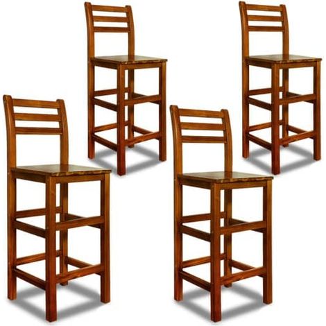 Lot de 4 tabourets de bar 110 cm en bois d'acacia. Grande qualité de fabrication (1/5)