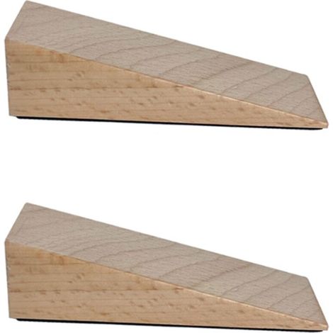 Cale De Porte - Bois Naturel - Base Caoutchouc Antidérapante - Pour Portes Intérieures Chambre Entrée - 9 x 3 x 2,5 cm - 2 Pièces (1/5)