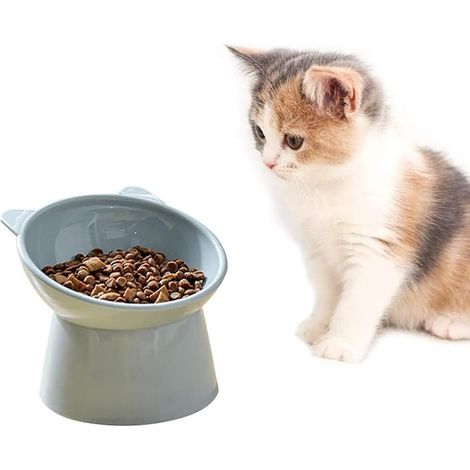 Katzennapf, Hundenapf, erhöhter Katzennapf, Anti-Erbrechen-Katzennapf, rutschfester Futter- und Wassernapf, flacher Katzennapf für kleine Hunde, blau (1/5)