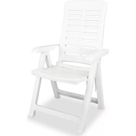Chaise de jardin pliable plastique blanc Bouka - Lot de 4 (1/4)