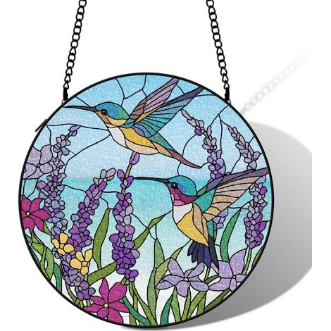 Suspension colibri vitrail attrape-soleil 25 cm décoration fenêtre oiseau lumineux cadeau anniversaire (1/5)