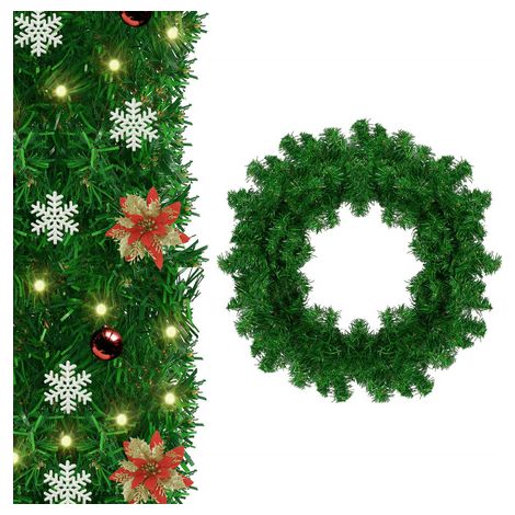Ghirlanda per l'albero di natale 3m, catena natalizia, verde.