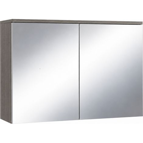 Badezimmer Spiegelschrank Toledo 80cm Grau Eiche – Stauraum Unte