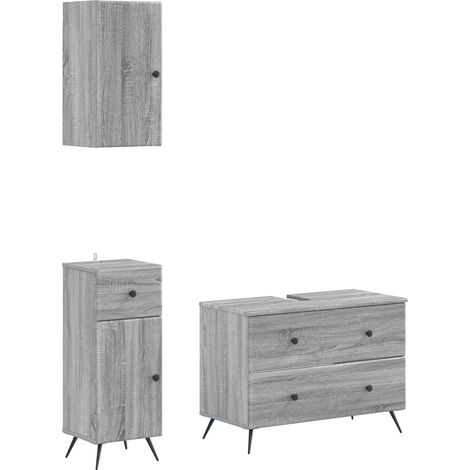 Maison Exclusive - Set di armadietti da bagno in 3 pezzi BREDA Sonoma grigio (1/5)