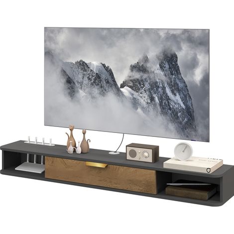 140 cm Floating TV Stwith Storage - Charcoal Grey (1/5)