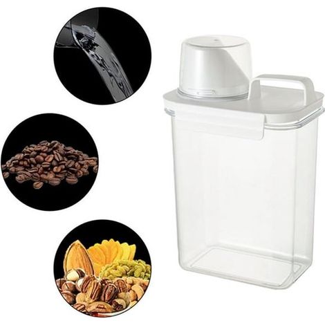 Boîte de conservation alimentaire hermétique en plastique transparent, distributeur de céréales et récipient pour produits secs, 1800 ml (1/5)