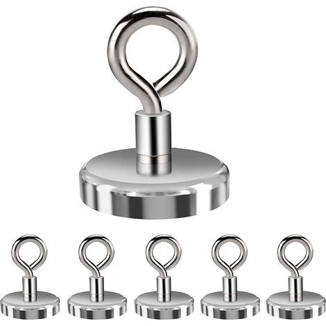 Magnetic Eye Hooks, 12PCS Strong Neodymium Magnet Loop Hooks for Hanging, Lights, Tools, Kitchen, Workplace, Office (1/5)