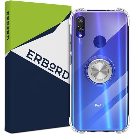 Custodia per Xiaomi Redmi 7, in silicone con anello airbag, trasparente
